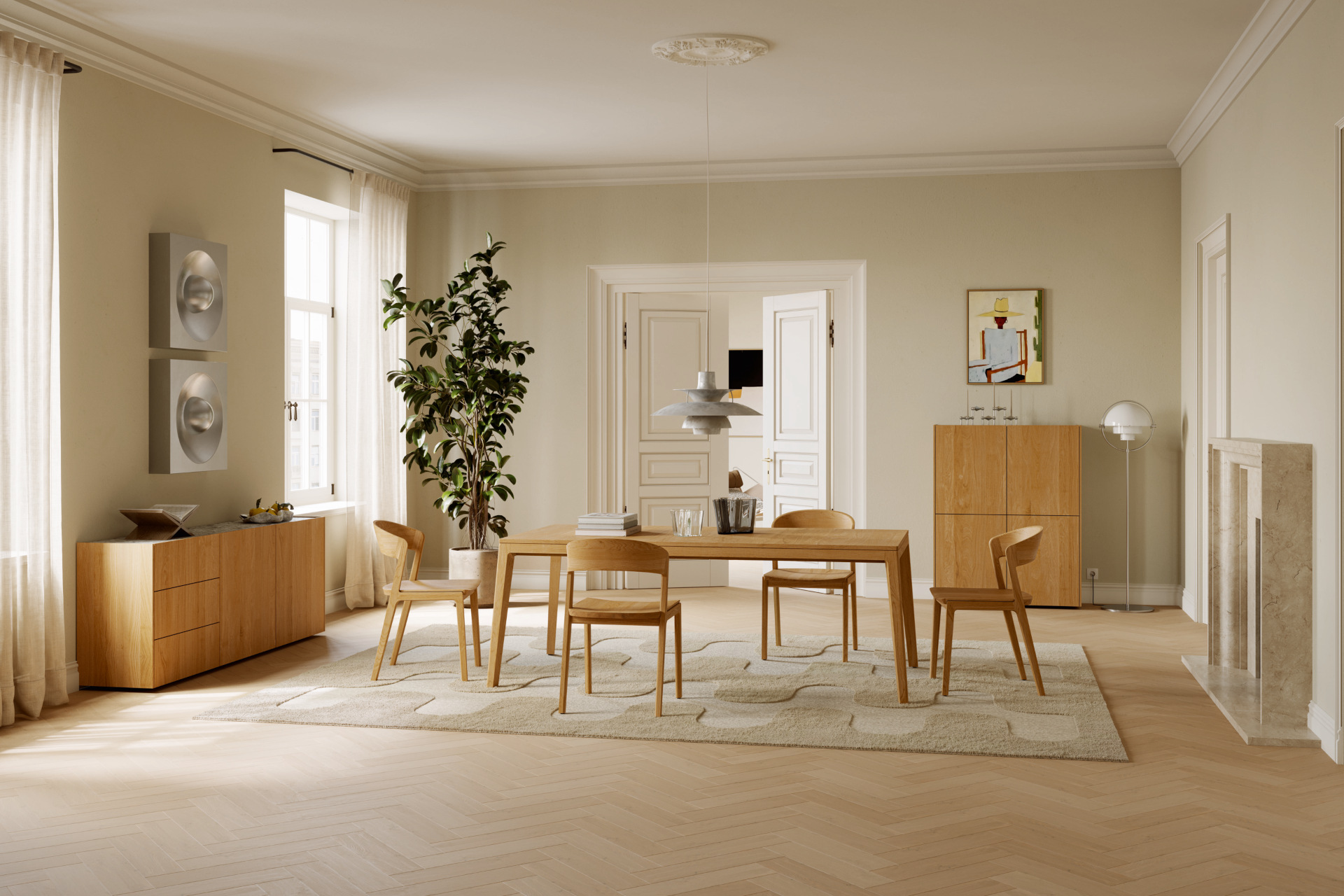 Speisen TEAM 7 mylon Tisch EI Stühle+Sidebord 17